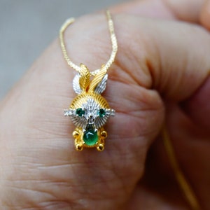 20MM 100% Natural Untreated Grade A Highly Translucent Icy Jadeite  Handmade Cat w S925 Silver Chain Pendant  Gemstone