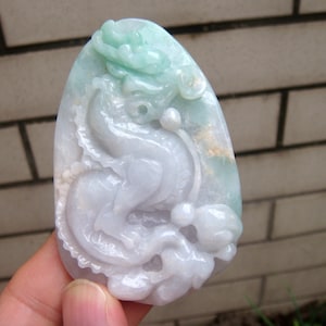 72 Chinese Dragon 100% Natural Grade A Jadeite  Pendant/necklace Gemstones Jewelry Certificate 3009
