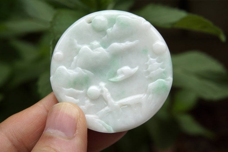 Green White Jadeite Jade Pendant 100% Natural Untreated Grade | Etsy