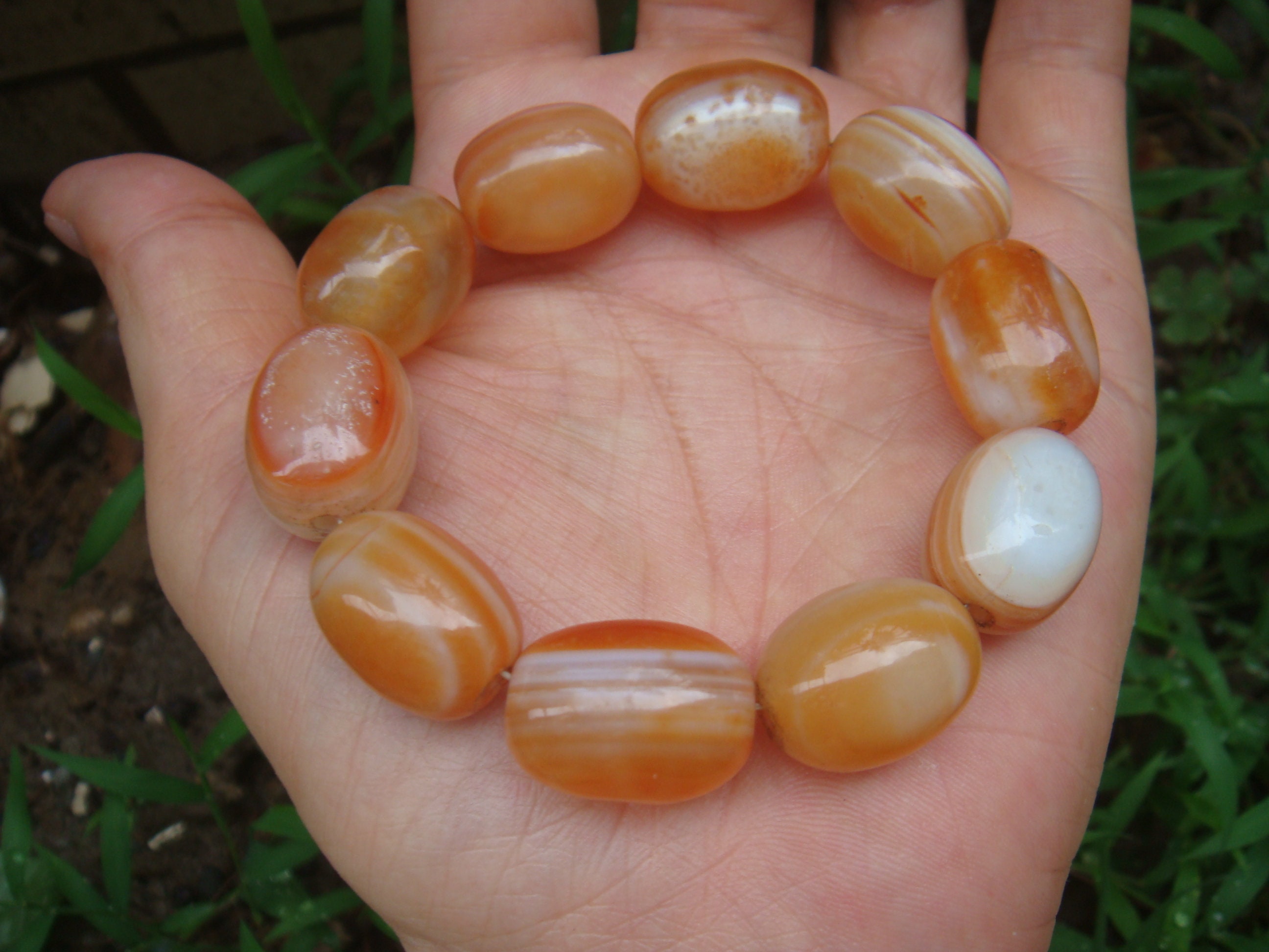 20 x 15 mm 100%天然瑪瑙ビーズブレスレット - Etsy 日本