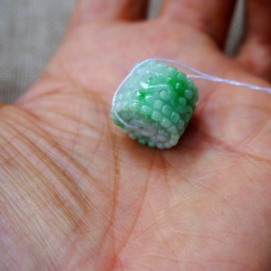 17 MM Certified 100% Natural Untreated Grade A Icy Grenn  Jadeite  Antique Style flower Bead 路路通 Pendant Bracelet    8087