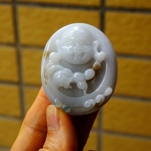 52mm Certified 100% Natural Untreated Grade A Icy Jadeite Handmade Carved Buddsha Ruy  Pendant/Necklace Gemstone Jewelry 279