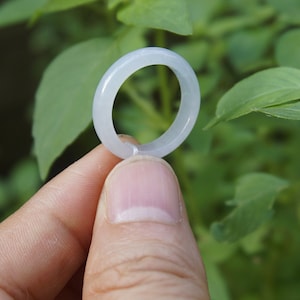Icy Jadeite  US 7.5 , 17.9 mm Ring, White Color ,Natural Grade A Jadeite  Gemstones Jewelry NO.049