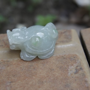 32mm Jadeite Pendant 100% Natural Untreated Grade A Jadeite Carved 3D Longevity Turtle  Gemstone  Cerificate 9053