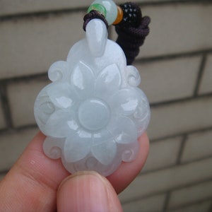 42mm Light  Green Type A Grade A Natural Jadeite  Carved Flower Pendant Gemstones Jewelry w certificate 102