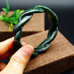 62mm ( 2.4&quot; )Certified 100% Natural Untreated Grade A  Icy dark Blue Green Jadeite  Bangle  Gemstone 386