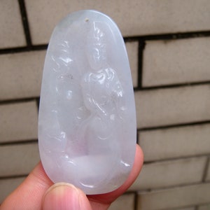 63 mm Icy Guan Yin  100% Natural Grade A Jadeite  Pendant/necklace Gemstones Jewelry Certificate 3168