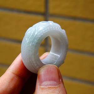US Size 11 ,21MM Certified 100% Natural Untreated Grade A Light green Jadeite Carved Ring /necklace Flower Gemstone 4143