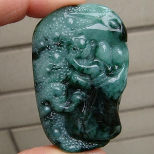 58mm Jadeite  Certified 100% Natural Untreated Grade A  Light Green Carved Songbird Pendant Necklace  Gemstone