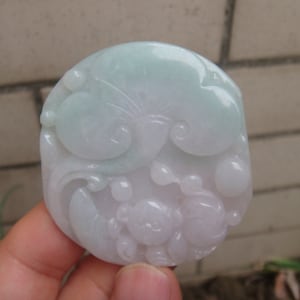 51mm Jadeite  Pendant 100% Natural Untreated Grade A Jadeite  Exquisite  Carved Monkey Ruyi  Gemstone w Cerificate 7752