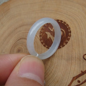 Eisiger Jadeit US 10, 19,8 mm Ring weiße Farbe, natürliche Klasse A Typ Jadeit Edelsteine Schmuck handgefertigt geschnitzt NO.47