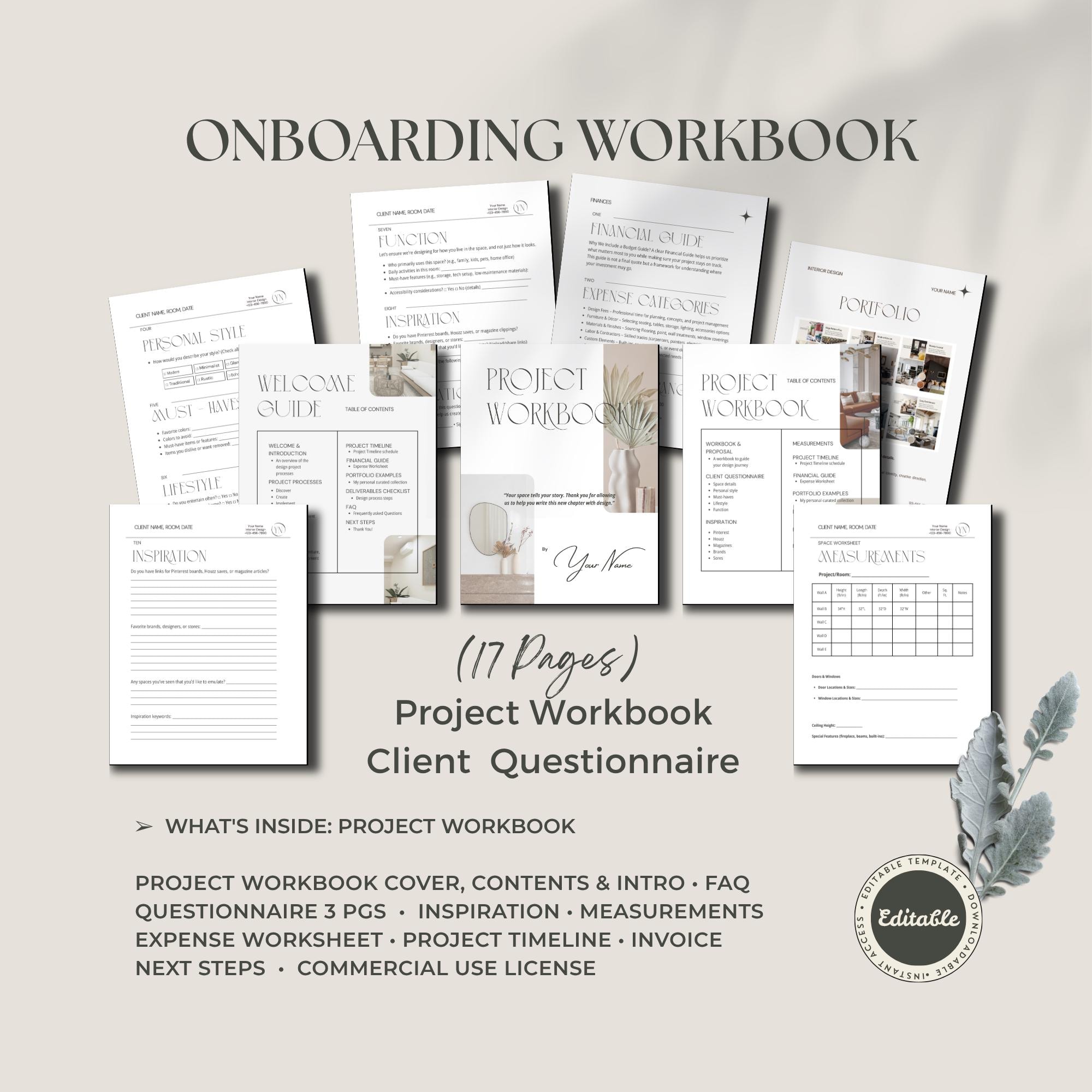 Interior Design Client Questionnaire Workbook, Fully Written Content ...