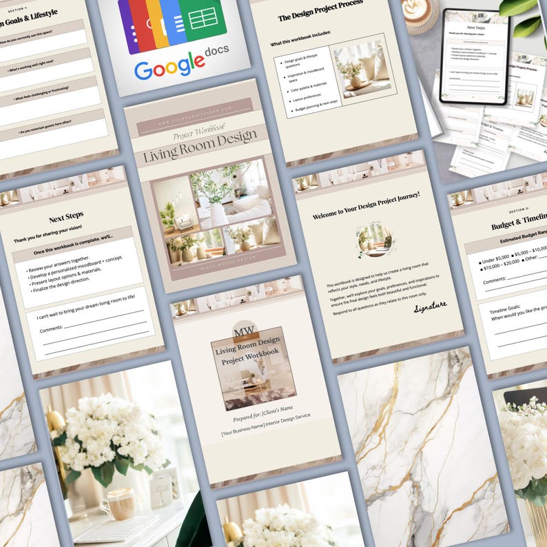 Interior Designer Business | Onboarding Client Workbook | Full Conte ...