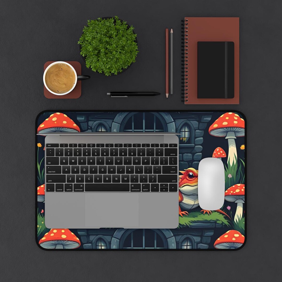 Cottage Core Computer Mouse Bearded Dragon Cottage Core Desk Mat - Home Office Decor, Gamer ...