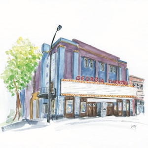 Georgia Theatre Personalized Marquee - Athens, GA - 8x10 or 11x14 print of original watercolor