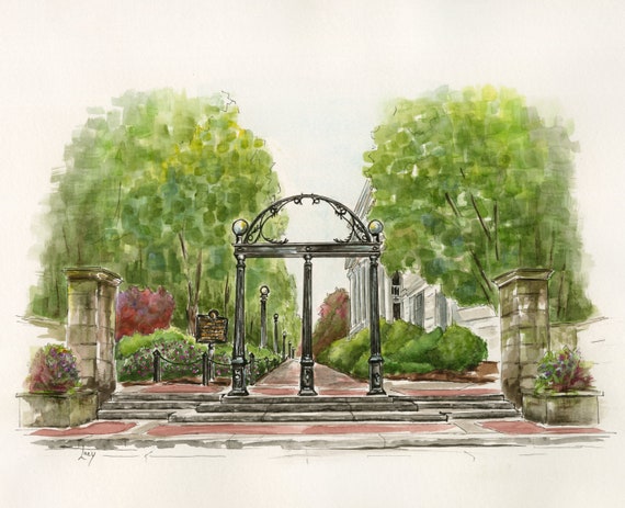 UGa Arch - Print of original watercolor painting in either 8x10 or 11x14