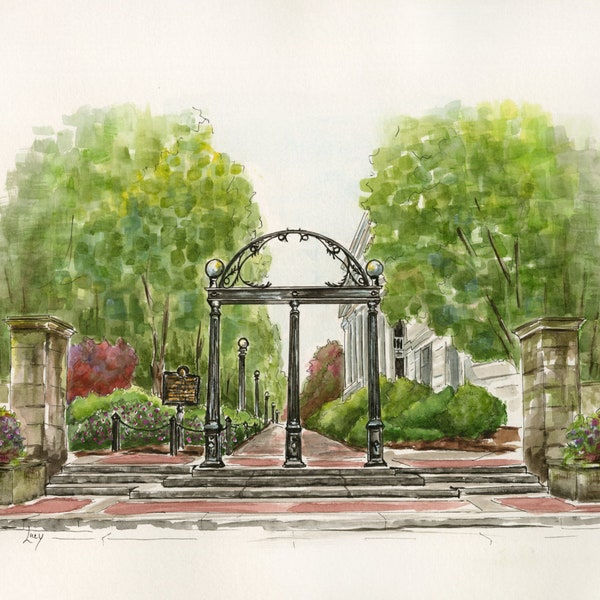 UGa Arch - Print of original watercolor painting in either 8x10 or 11x14