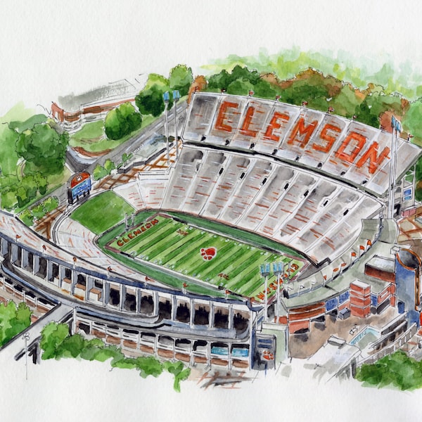 Clemson Football Stadium (Death Valley) - Print of original watercolor 8x10 or 11x14