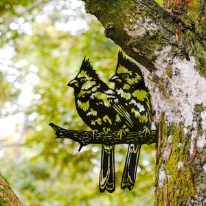 Cardinal on a Branch Metal Tree Stake Rustic Garden Bird Bird Lovers Gift Metal Bird Home Decor Metal garden art Bird Garden Gift