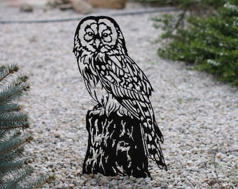 Owl metal garden stake Custom Bird metal sign Rustic Outdoor Yard Art Backyard Decor Christmas Gift Garden Stakes Housewarming Gift