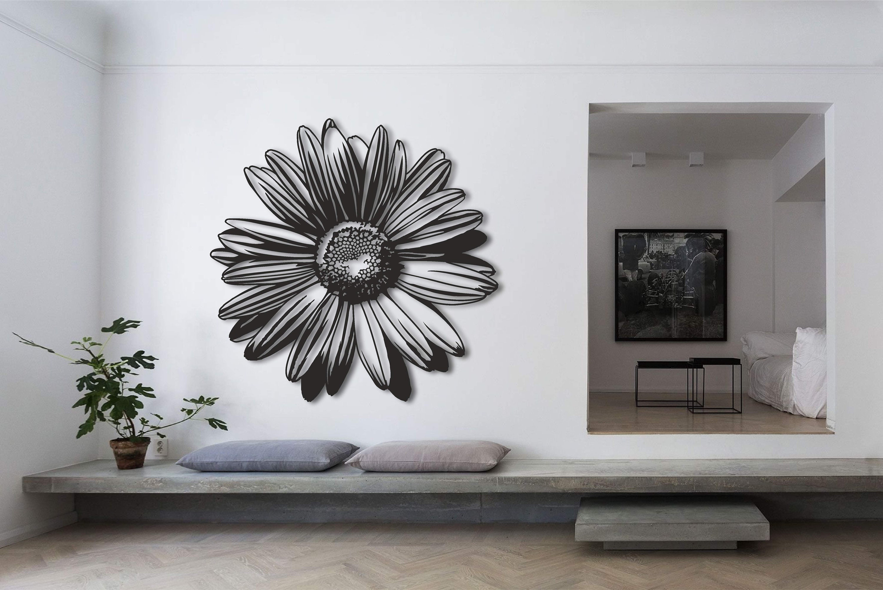 Metal Wall Art Flowers Chamomile Art Metal Flower Decor Livingroom ...