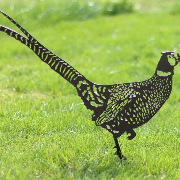 Pheasant metal garden stake Custom metal sign outdoor Metal garden art Metal Bird garden sculpture Yard sculpture Unique Garden Decor