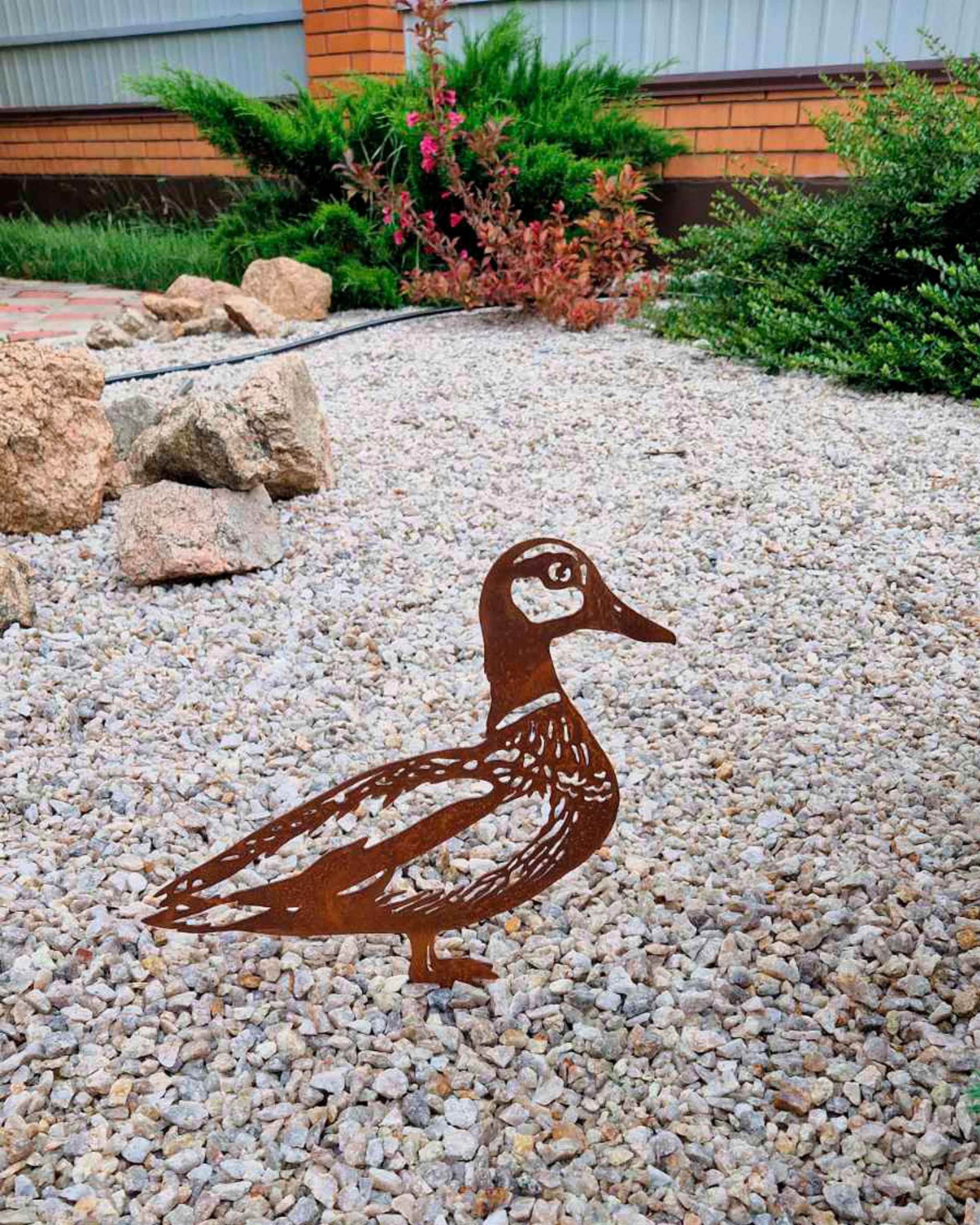 Rusty Metal Duck Statue Duck Garden Stakes Metal Duck Silhouette Metal ...