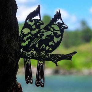Cardinal Tree Stake Outdoor Decor For Garden Art Bird Watcher Gift New Home Gift For Couple Yard metal sculpture Outdoor Backyard Decor