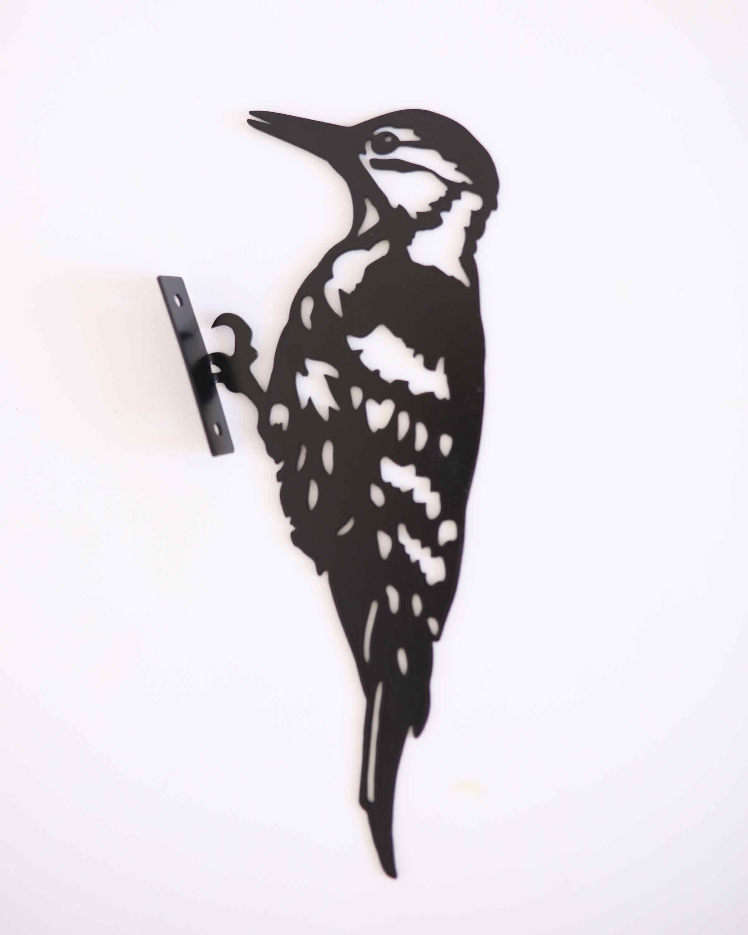 Woodpecker Tree Stake Metal Fence Topper Metal Bird Garden Art Metal