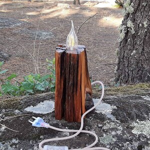 Wood lamp || Handmade alternative lamp || Driftwood lamp || Elegant rustic lamp, made of railway sleeper wood
