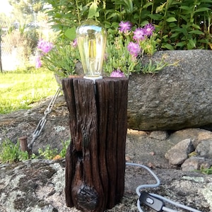 Handmade alternative lamp || wood lamp || Driftwood lamp || Elegant rustic lamp, made of railway sleeper wood