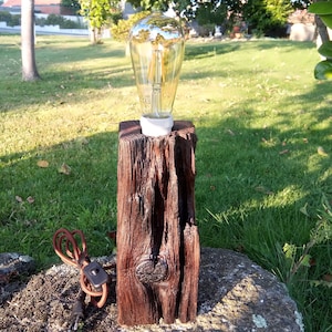 Handmade alternative lamp || wood lamp || Driftwood lamp || Elegant rustic lamp, made of railway sleeper wood