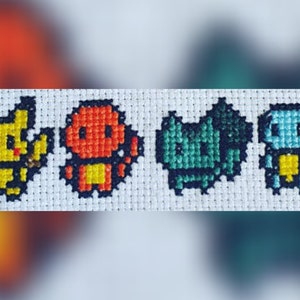 Gaming Pocket Monsters Bookmark Cross Stitch Pattern (Starter)