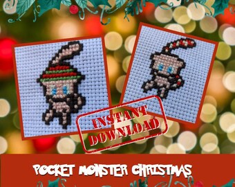 ポケットモンスターのクリスマスツリーの飾りクロスステッチのパターン