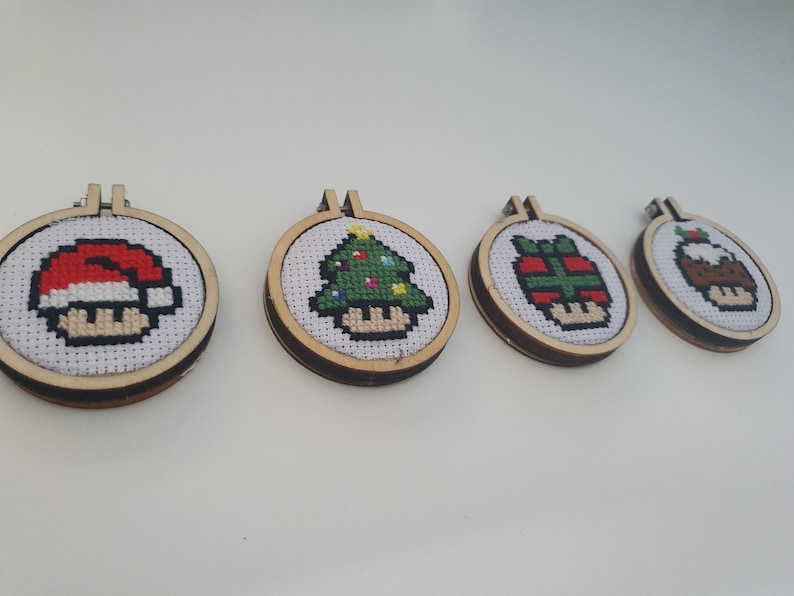 Retro Gaming Mushrooms Christmas Tree Ornaments Cross Stitch Etsy