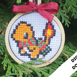Pocket Monster Dragon Christmas Tree Ornament Cross Stitch Pattern