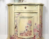 Hand Painted Vintage Chest of Drawers AIN 39 T SHE SWEET delicate yellow dresser with fine flowers in country style