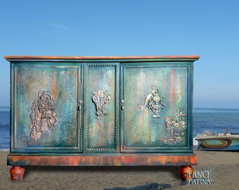 Vintage Anrichte SHIPWRECKED | Pirate Style | Geschirrkommode in leuchtenden Grüntönen