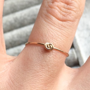 Tiny Knot Ring, 14K Gold Filled Stacking Ring, Simple Minimalist Stack Ring Skinny Band Ring Dainty Handmade Gold Ring Thin Gold Rose Ring