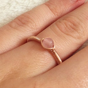 Rose Quartz Ring 14K Gold Filled - Sterling Silver - 14K Rose Gold Filled Ring, Pink Quartz Ring, Dainty Stacking Ring, Tiny Gemstone Ring