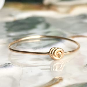 Tiny Knot Ring, 14K Gold Filled Stacking Ring, Simple Minimalist Stack Ring Skinny Band Ring Dainty Handmade Gold Ring Thin Gold Rose Ring