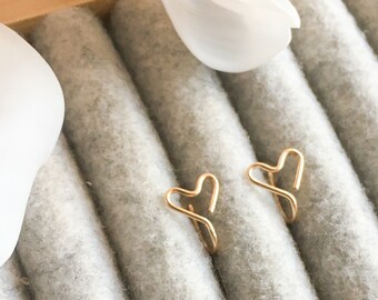 Tiny Heart Shaped Clip Earrings, Sterling Silver 14k Gold-Rose Gold Filled, Dainty Studs, Simple Faux Stud Clip-On Earrings, Heart Earringss