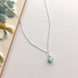Tiny Jade Necklace, Sterling Silver - 14k Gold/Rose Gold, Gemstone Necklace, Dainty Jade Pendant Delicate Necklace, Small Blue Jade Pendant