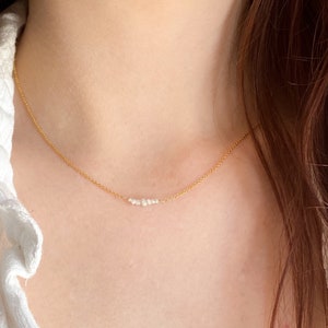 Tiny Raw Diamond Bar Necklace 9ct Solid Gold Ice Grey Rough Diamond Pendant White Diamond Nugget Necklace April Birthstone 9K Gold Necklace
