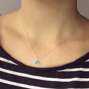 Dainty Turquoise Pendant Necklace, Sterling Silver Chain 14k Gold/Rose Gold, Blue Gemstone Necklace Turquoise Pendant, Tiny Pendant Necklace