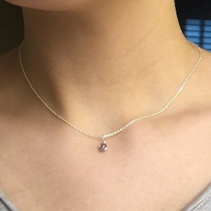 Dainty Amethyst Pendant Necklace, Sterling Silver-14K Gold/Rose Gold, Gemstone Necklace February Birthstone Pendant, Tiny Pendant Necklace