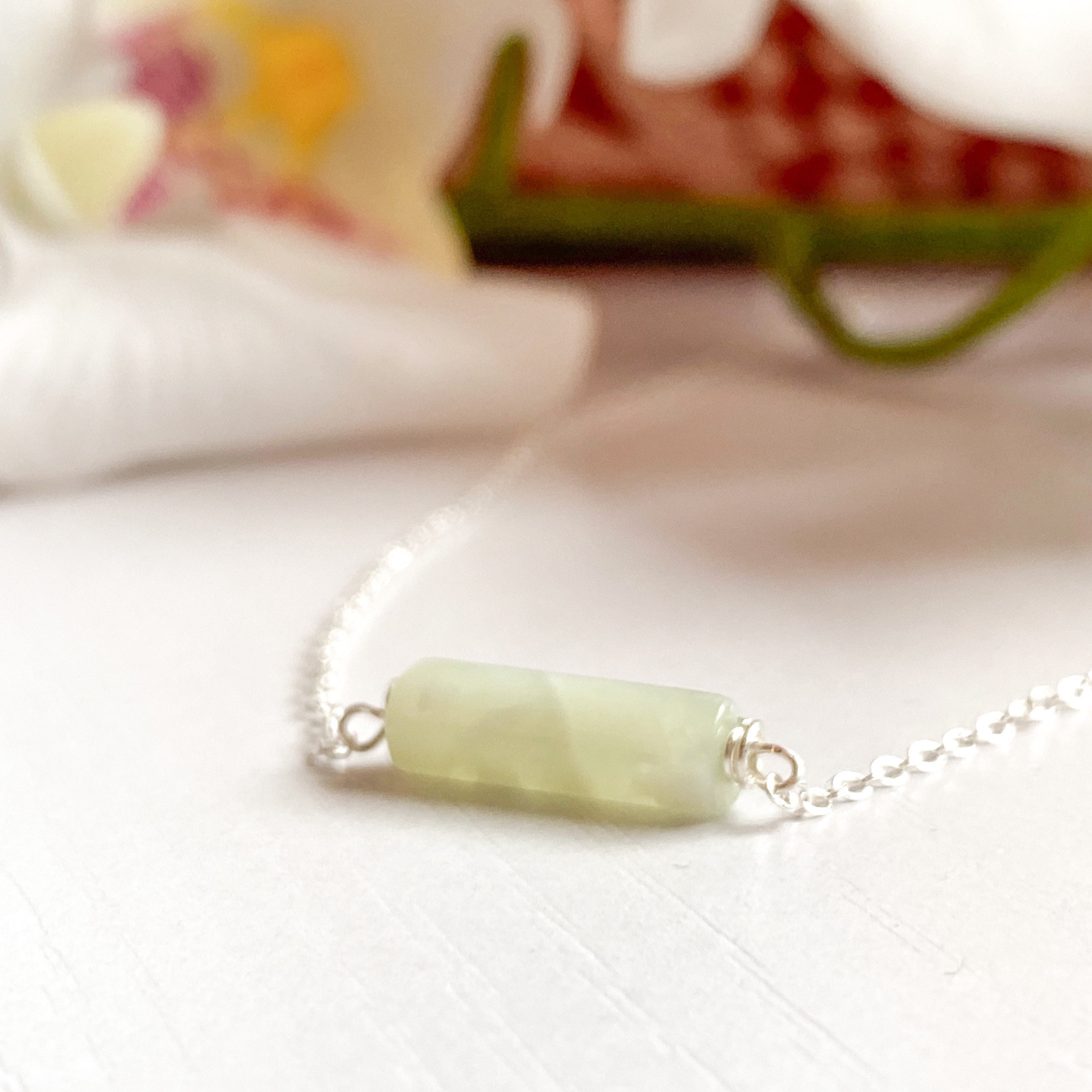 Tiny Jade Bar Necklace Sterling Silver 14k Gold/rose Gold Etsy UK