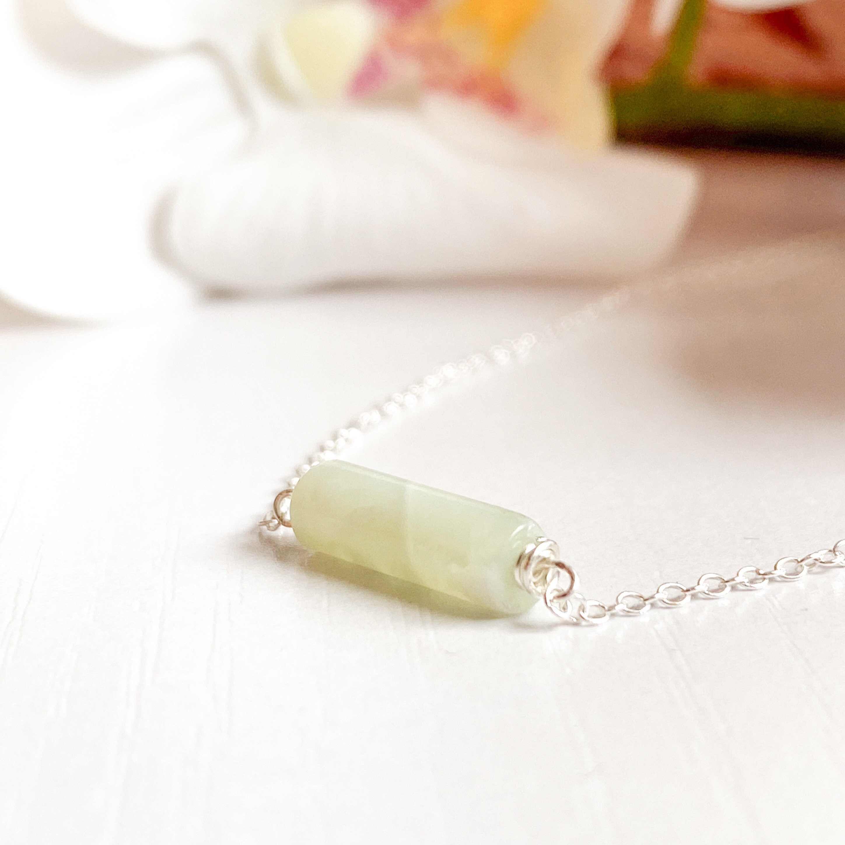 Tiny Jade Bar Necklace Sterling Silver 14k Gold/rose Gold Etsy UK