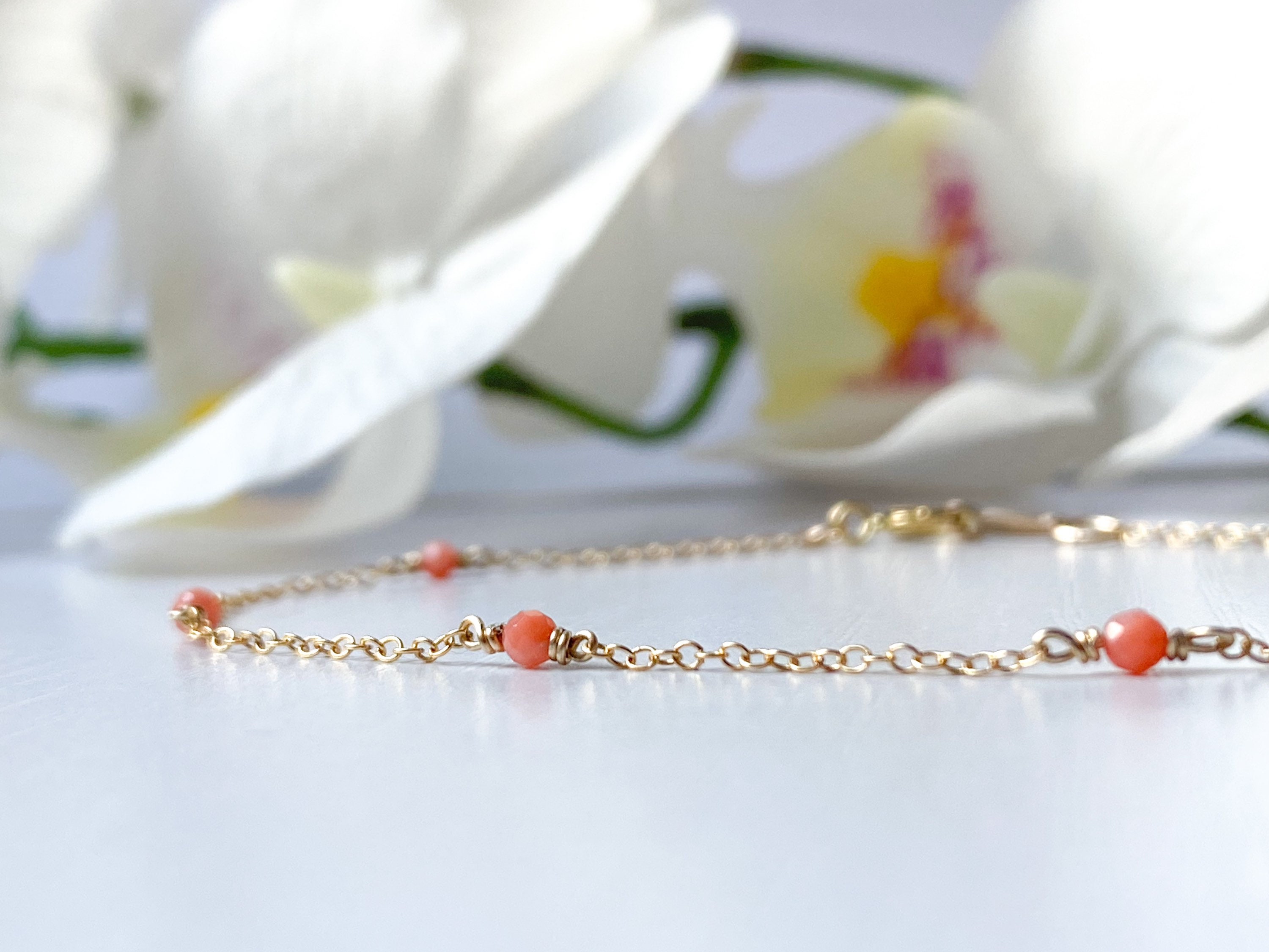 Red Coral Link Bracelet - Etsy