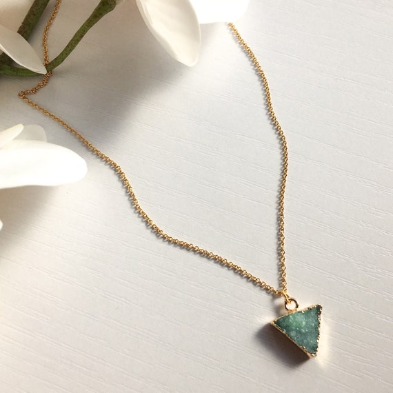 Dainty Druzy Crystal Necklace 14k Gold Filled Chain Gemstone - Etsy UK